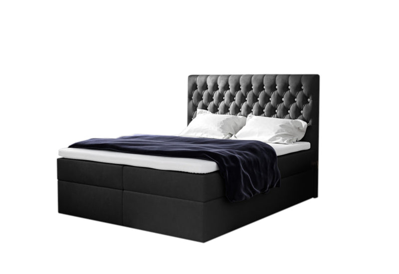 Čalúnená posteľ boxspring TOMIO + topper, 160x200, jasmine 100 - - 0