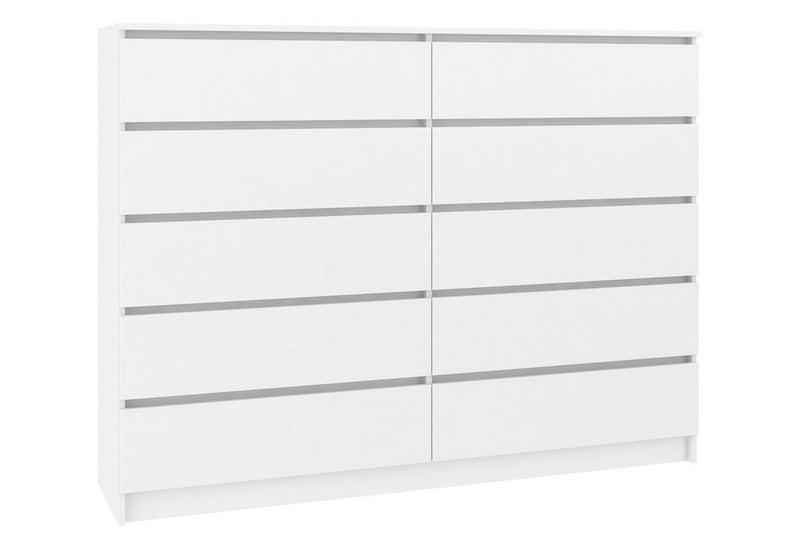 Komoda ARMARIA K160 10SZ, 160x121x40, biela - - 0
