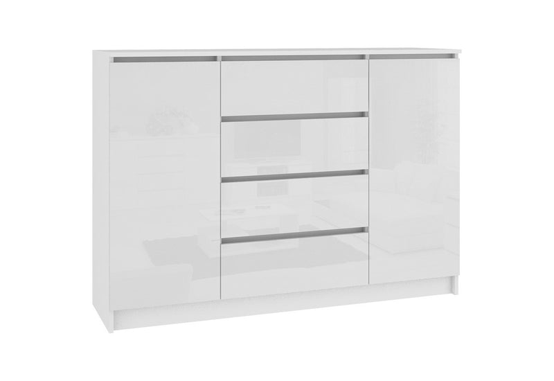 Komoda ARMARIA K140 2D4SZ, 138x99x40, biela/biela lesk - - 0