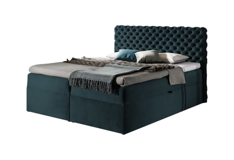 Čalúnená posteľ boxspring MARCH + topper, 180x200, riviera 87 - - 0