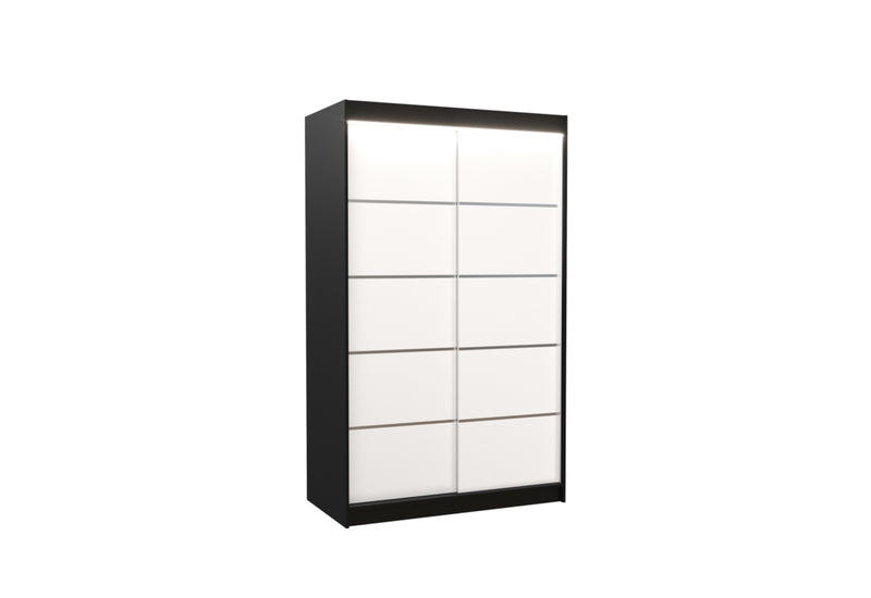 Posuvná skriňa LISO, 120x200x58, čierna/biela + LED - - 0