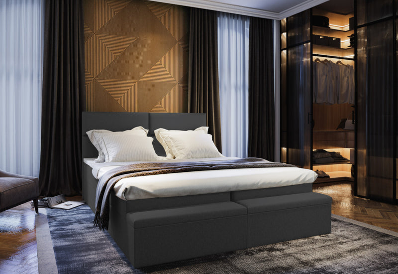 Čalúnená posteľ boxspring MELISA, 180x200, sawana 96 + topper - - 0