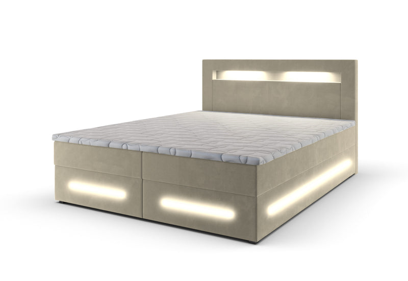 Čalúnená posteľ boxspring MINOR + topper, 140x200, monolith 02 - - 0