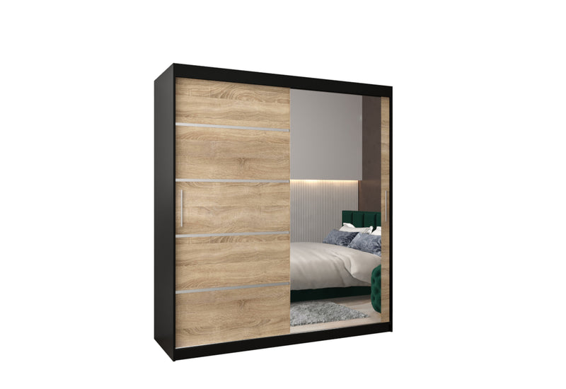 Šatníková skriňa VETRONA 2, 180x200x62, čierna/dub sonoma - - 0