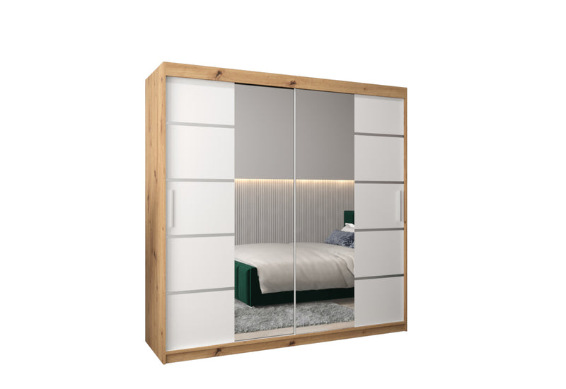 Šatníková skriňa VETRONA 3, 200x200x62, dub artisan/biela - - 0