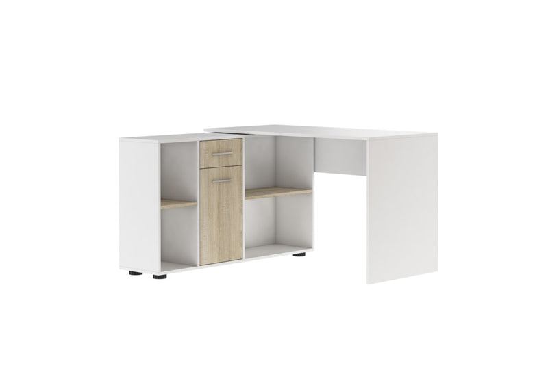 Písací stôl ELISEA, 121,4x75,3x120, biela/dub sonoma - - 0