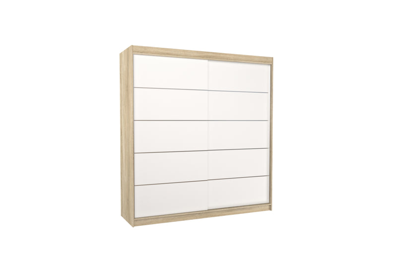 Šatníková skriňa STEVA, 200x215x58, dub sonoma/biela - - 0
