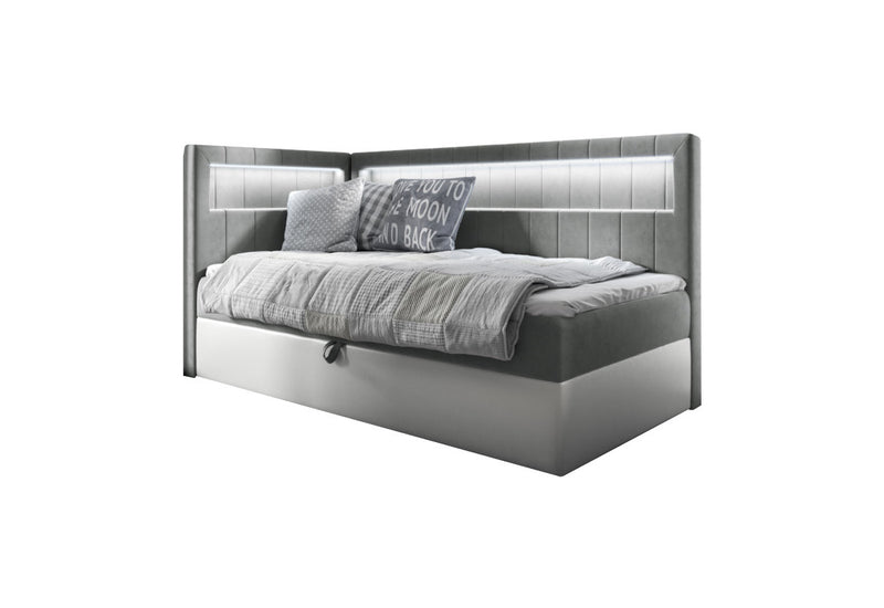 Čalúnená posteľ ELIZA 2 + topper, 90x200, fresh 14, ľavá - - 0