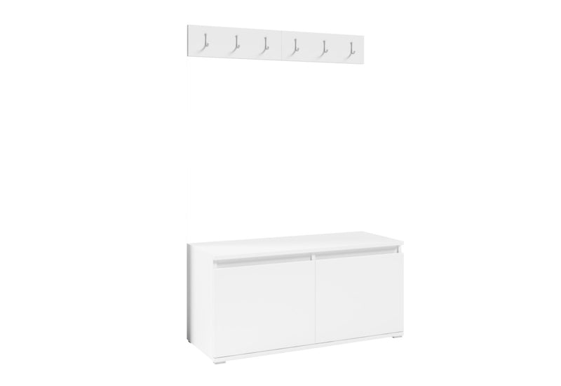 Botník s vešiakom EUGENIO, 100x49,5x40, biela - - 0