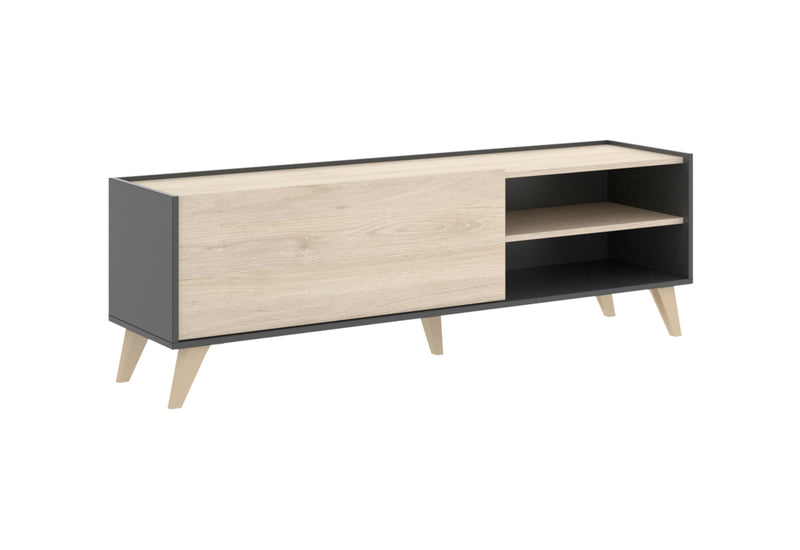 TV stolík NESTE, 155x47x43, grafit/prírodný - - 0