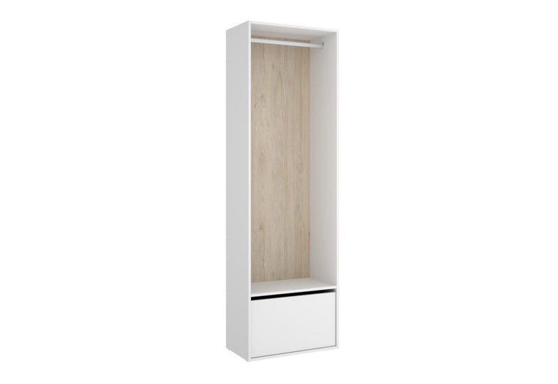 Otvorená šatníková skriňa SUITA 5, 60x205x45, biela/prírodná - - 0