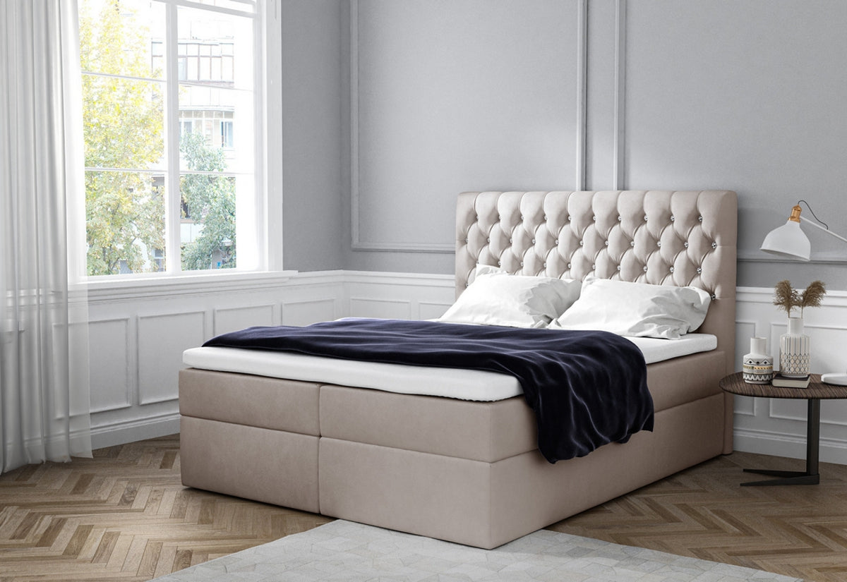 Čalúnená posteľ boxspring TOMIO + úložný priestor + vrchný matrac - ARANZ - 2