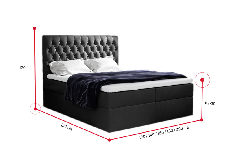 Čalúnená posteľ boxspring TOMIO + úložný priestor + vrchný matrac - ROZMEROVKA - 3