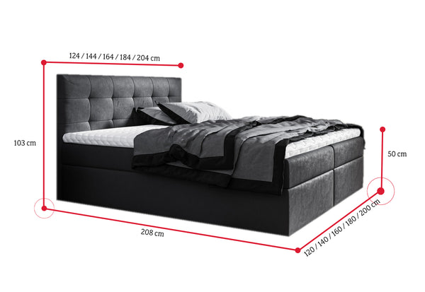 Čalúnená posteľ boxspring BRIGITE + úložný priestor + vrchný matrac - ROZMEROVKA - 2