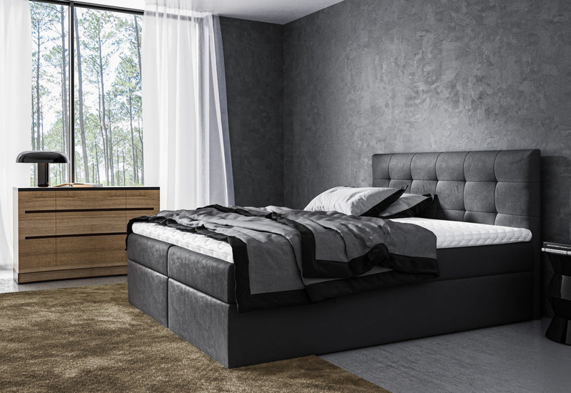 Čalúnená posteľ boxspring BRIGITE + úložný priestor + vrchný matrac - ARANZ - 4
