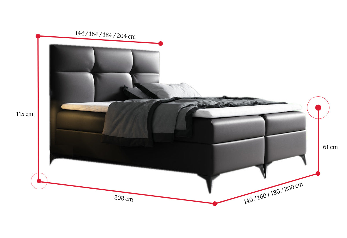 Čalúnená posteľ boxspring LINDT + vrchný matrac - ROZMEROVKA - 1