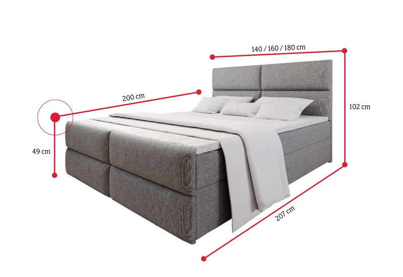 Čalúnená posteľ boxspring MILON + vrchný matrac - ROZMEROVKA - 2