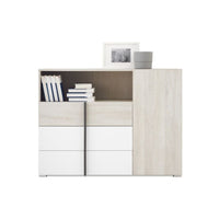 Komoda REMAR, 120x90x43, dub Wilton/biela/antracit -  - 0