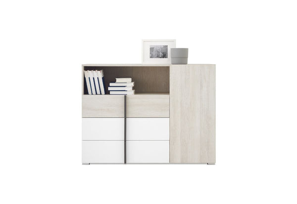 Komoda REMAR, 120x90x43, dub Wilton/biela/antracit -  - 0