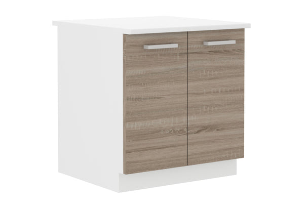 Kuchynská skrinka dolná dvojdverová s pracovnou doskou SOPHIA 80D 2F ZB, 80x82x60, biela/dub sonoma  -  - 0