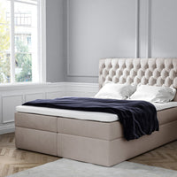 Čalúnená posteľ boxspring TOMIO + topper, 120x200, jasmine 21 -  - 0