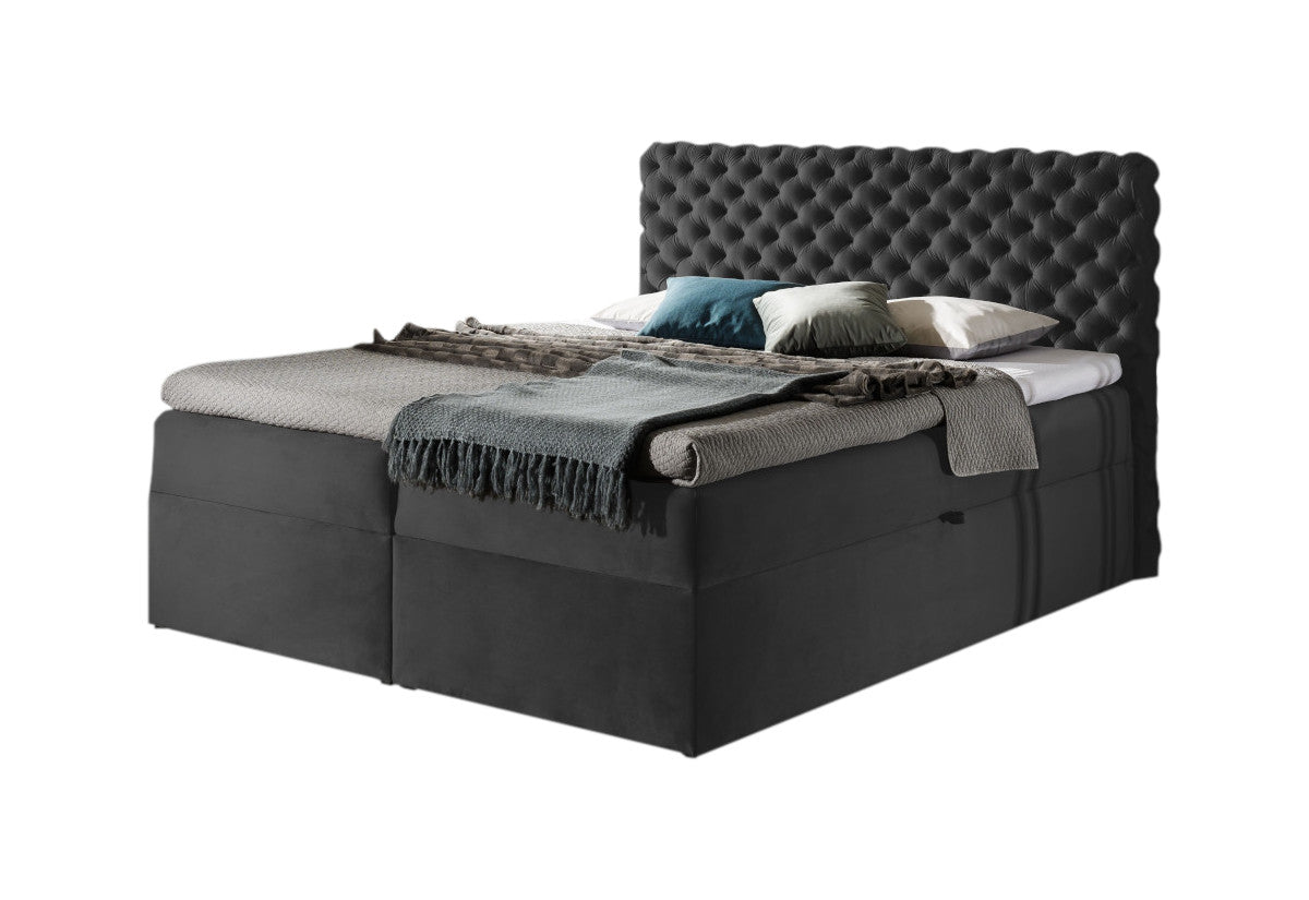 Čalúnená posteľ boxspring MARCH + topper, 180x200, riviera 97 -  - 0