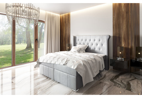 Čalúnená posteľ boxspring MOSINO + topper, 200x200, monolith 84 -  - 0
