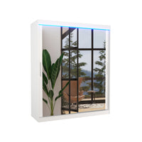 Posuvná skriňa so zrkadlom RAPID, 180x215x58, biela + LED -  - 0