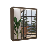 Posuvná skriňa so zrkadlom RAPID, 180x215x58, čokoládová + LED -  - 0
