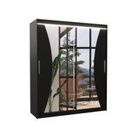 Posuvná skriňa so zrkadlom SWIFT, 180x215x58, čierna + LED -  - 0