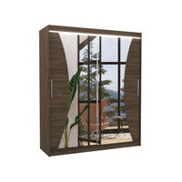 Posuvná skriňa so zrkadlom SWIFT, 180x215x58, čokoládová + LED -  - 0