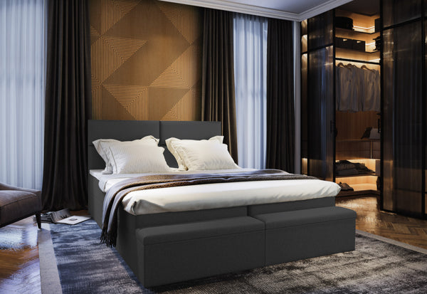 Čalúnená posteľ boxspring MELISA, 180x200, sawana 96 + topper -  - 0