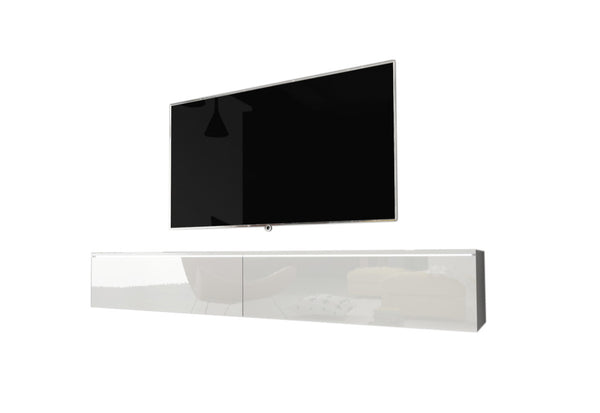 TV stolík MENDES D 180, 180x30x32, biela/biela lesk -  - 0