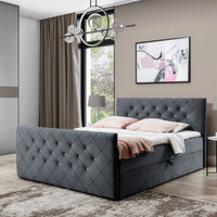 Čalúnená posteľ boxspring MATRAGI + topper, 120x200, manila 19 (grafit) -  - 0