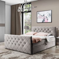 Čalúnená posteľ boxspring MATRAGI + topper, 180x200, riviera 16 (cappucino) -  - 0