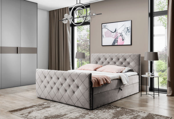 Čalúnená posteľ boxspring MATRAGI + topper, 180x200, riviera 16 (cappucino) -  - 0