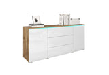 Komoda AMALIE, 150x68x39,5, dub wotan/biela lesk -  - 0