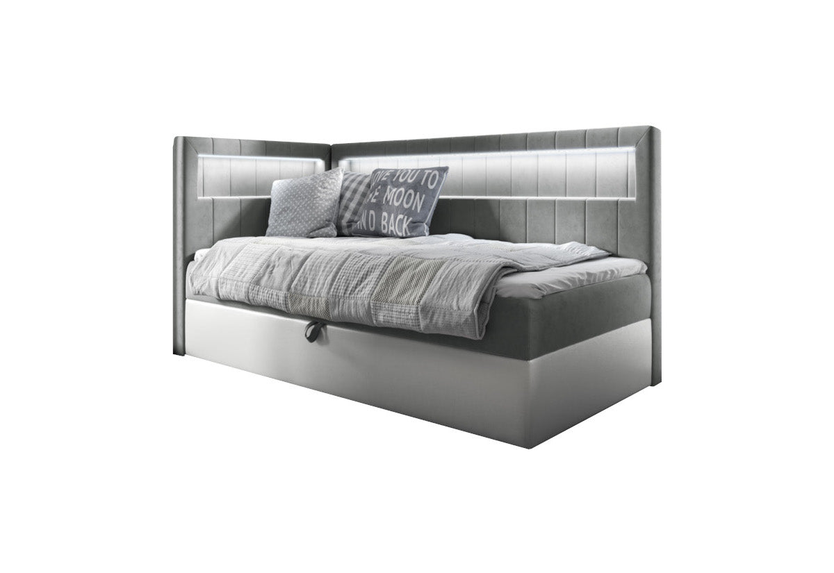 Čalúnená posteľ  ELIZA 2 + topper, 90x200, fresh 14, ľavá -  - 0