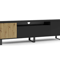 TV stolík s nožičkami RASS, 200x56x40, čierna mat/dub -  - 0