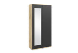 Skriňa AMALE so zrkadlom, 90x185x40, dub artisan/čierna -  - 0