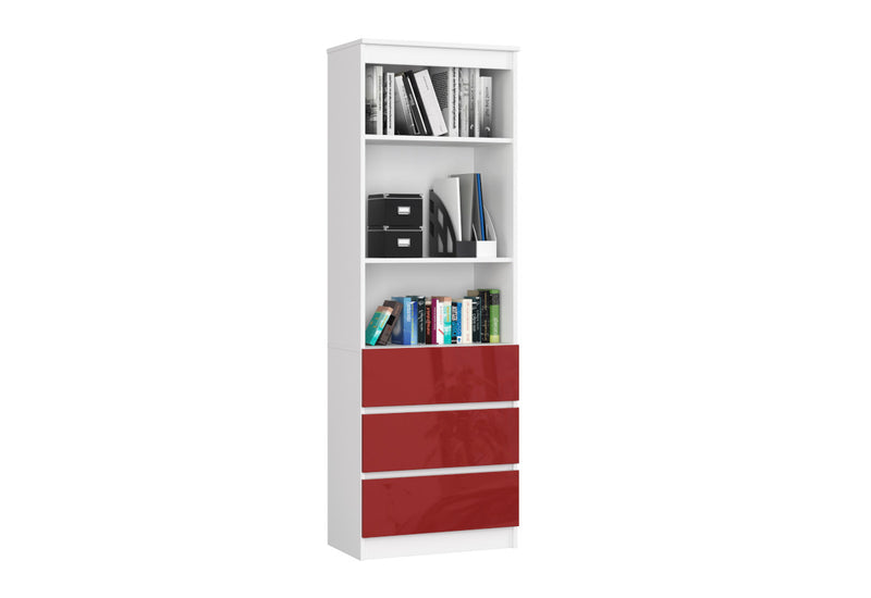 Regál MURENA 2, 60x180x35, biela/červená -  - 0
