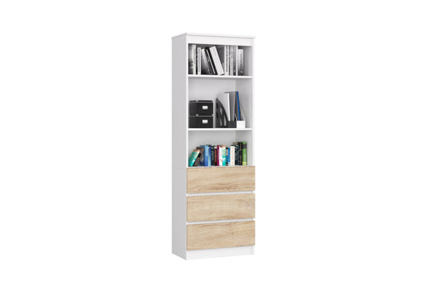Regál MURENA, 60x180x35, biela/dub sonoma -  - 0