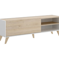 TV stolík NESTE, 155x47x43, biela/prírodný -  - 0