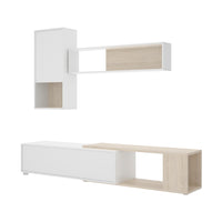 Obývacia zostava OBILO, 180/230x180x41, biela lesk/prírodný -  - 0