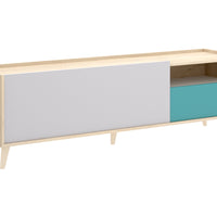 TV stolík NOVAR, 155x47x43, sivá/hnedá/zelená -  - 0