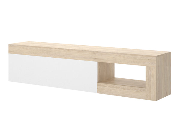 TV stolík LEBON, 204x48x42, hnedý/biely lesk -  - 0