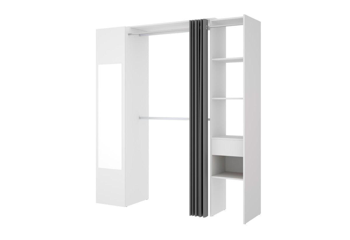 Šatníková skriňa so zrkadlom SUIT, 177,4x205x52, biela -  - 0