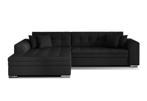 Rohová rozkladacia sedačka PALERMO, 294x80x196 cm, sawana 14 black, lavá -  - 0