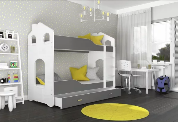 Detská poschodová posteľ PATRIK 2 Domček + úložný priestor + matrac + rošt ZADARMO KÓD PRODUKTU: 203