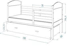 Dětská rozkládací postel MATES P2, masiv + matrace + rošt ZDARMA